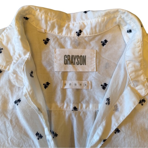 Grayson The Hero Button Down Shirt Palm Tree Print White Navy Size 5 XL - Picture 7 of 11
